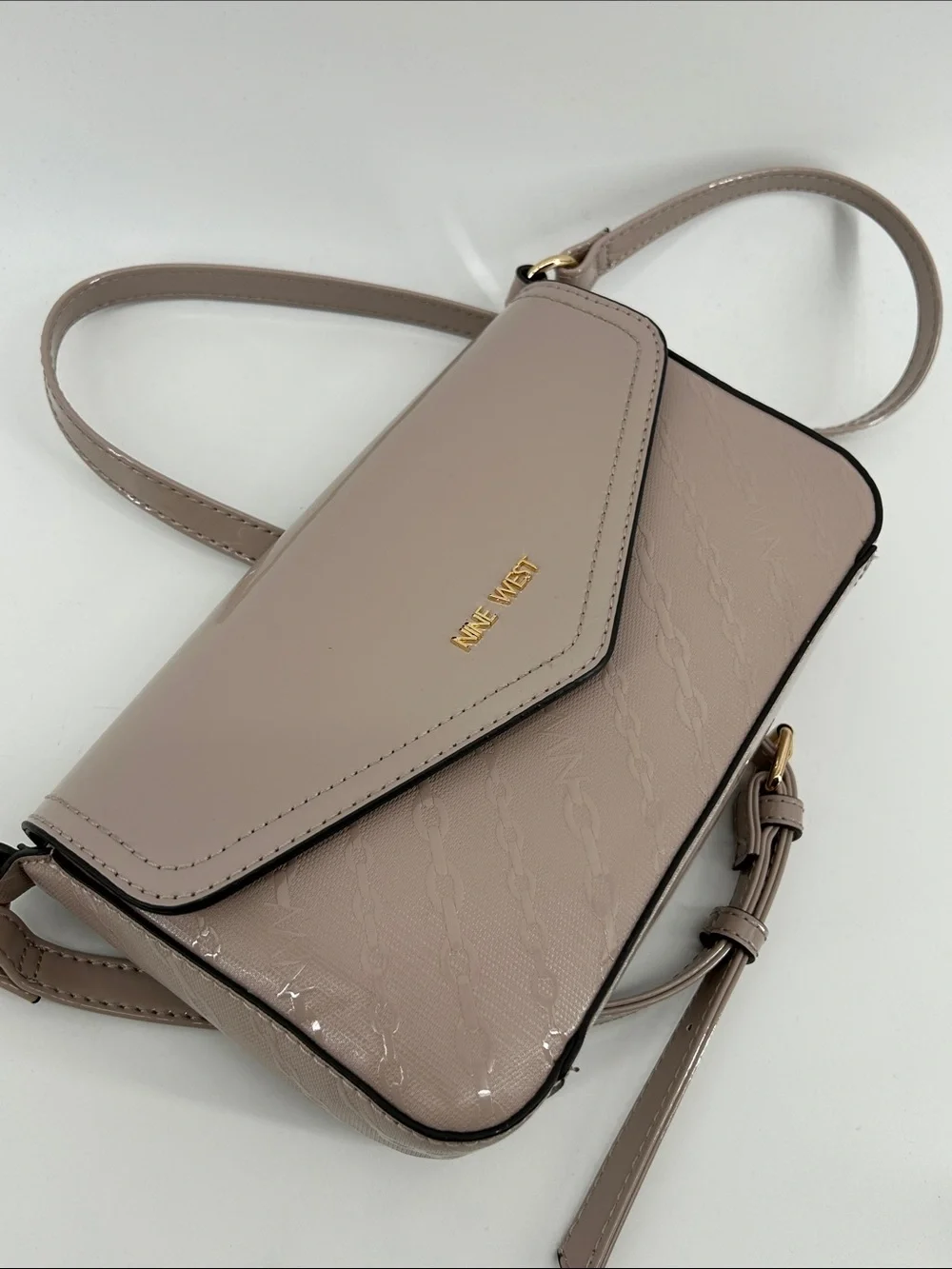 Nine West Pale Nude Pink Patent Crossbody Bag